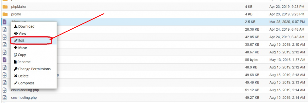 Editing htaccess file on cPanel