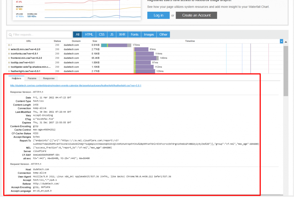 GTmetrix Performance report of a website