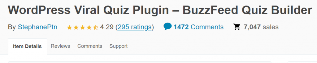 WordPress Viral Quiz Plugin Rating