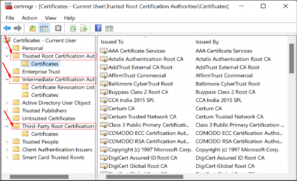 Certificate manager on PC