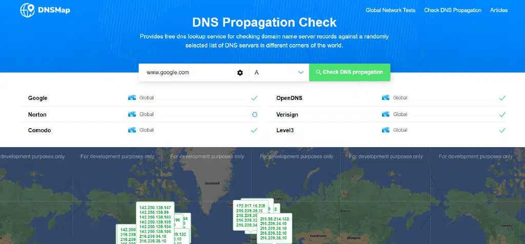 DNS propagation check