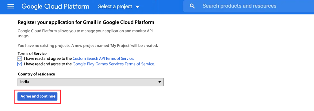 Logging into Google App creation Page