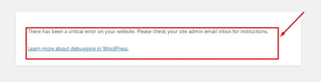 WordPress error : WordPress critical Error