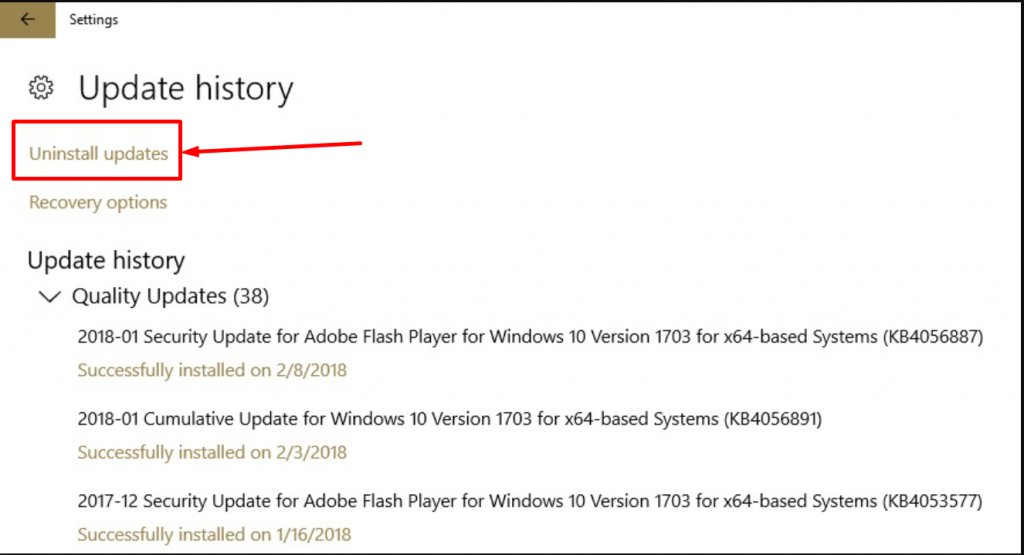 Uninstall Updates on Windows