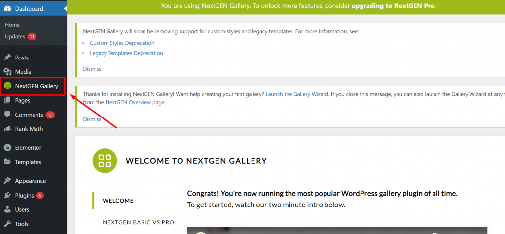 NextGen Gallery plugin installed