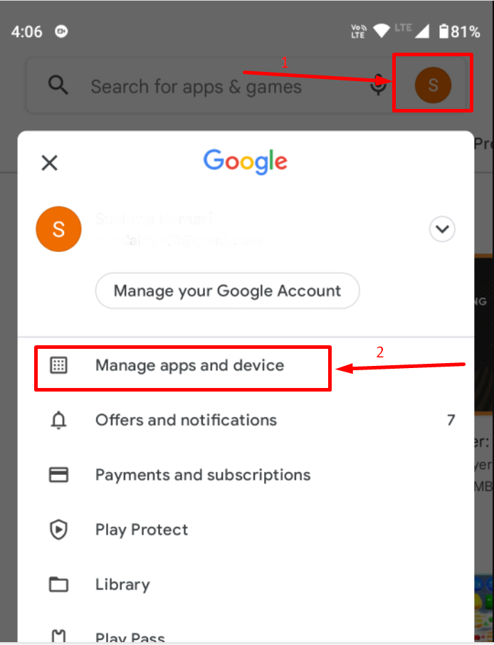 Manage apps and devices on android