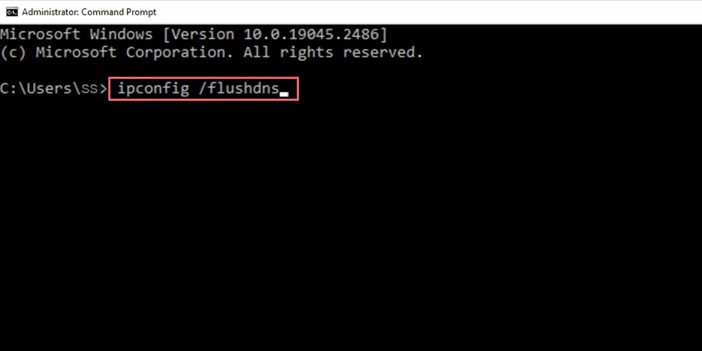 Command prompt to flush dns