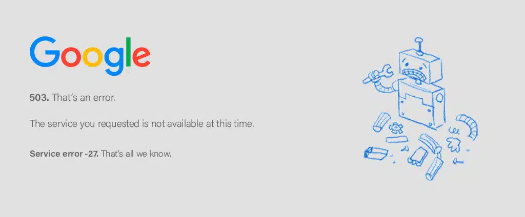 An example of a 503 error message