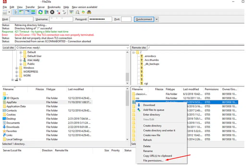 Setting File Permission using FTP Tool like Filezilla