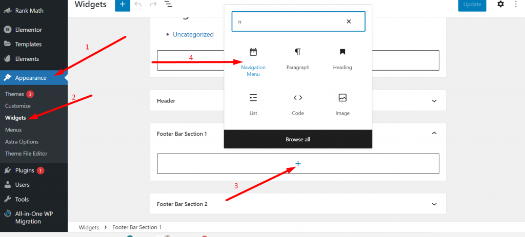 Manage Location of footer menu