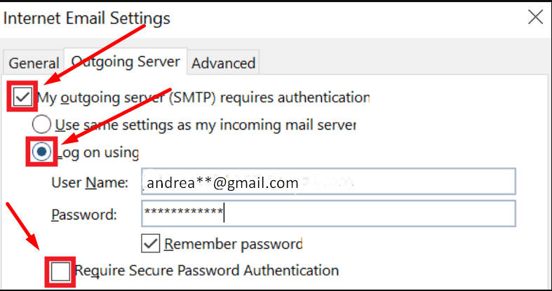 Internet Email settings