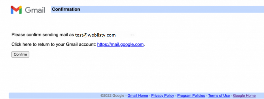 Gmail Confirmation