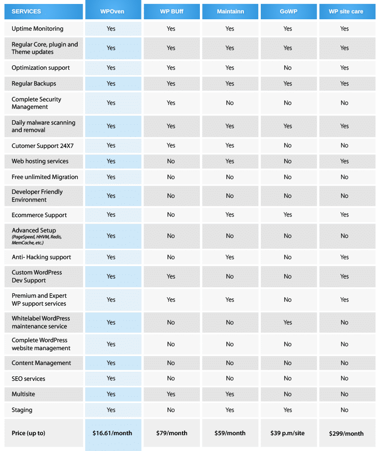 Comparison-tables-for-wordPress-maintenance-service