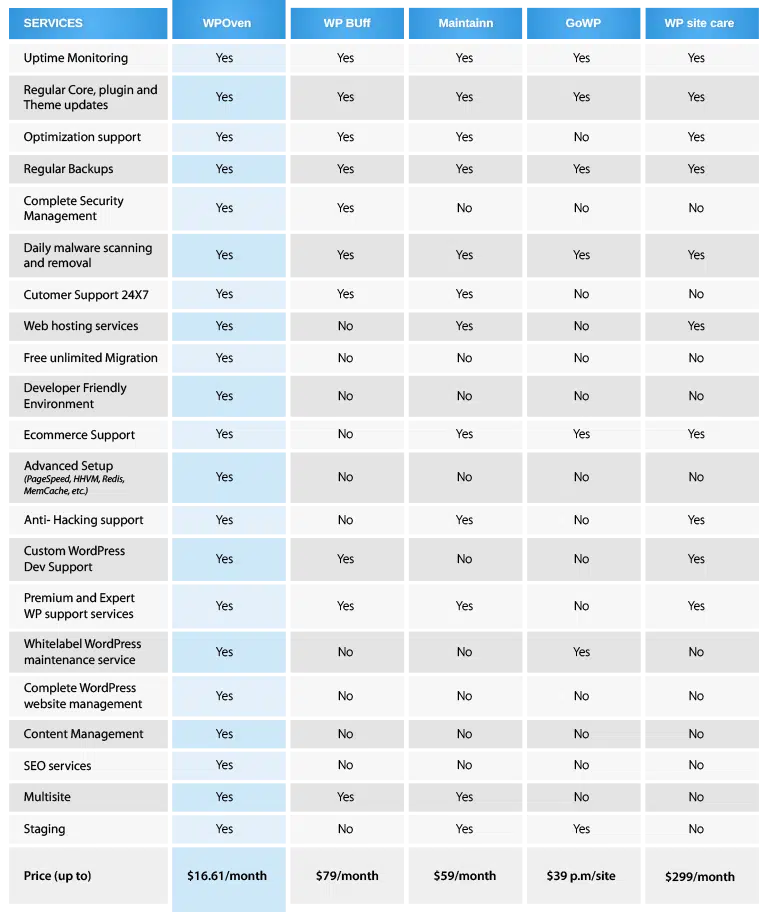 Comparison-tables-for-wordPress-maintenance-service