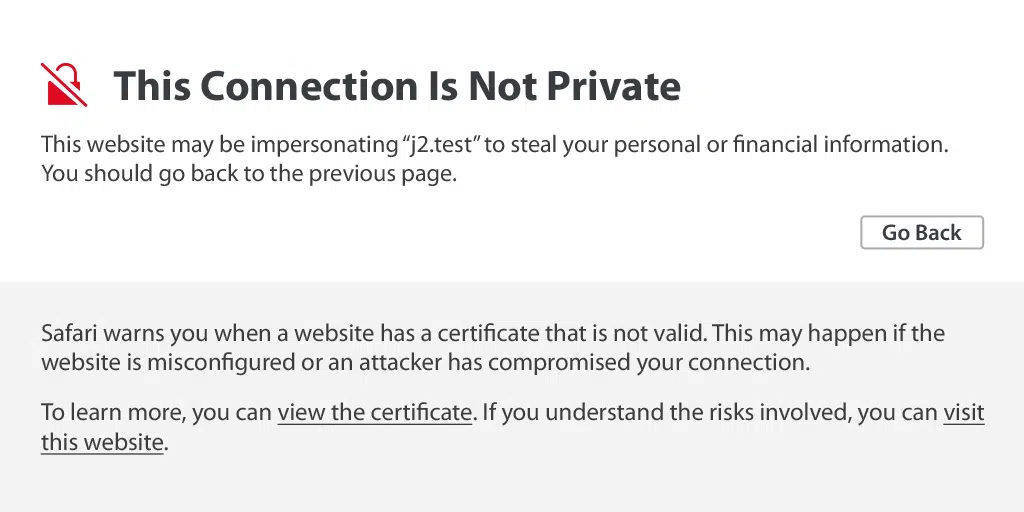 NET::ERR_CERT_AUTHORITY_INVALID error on Safari