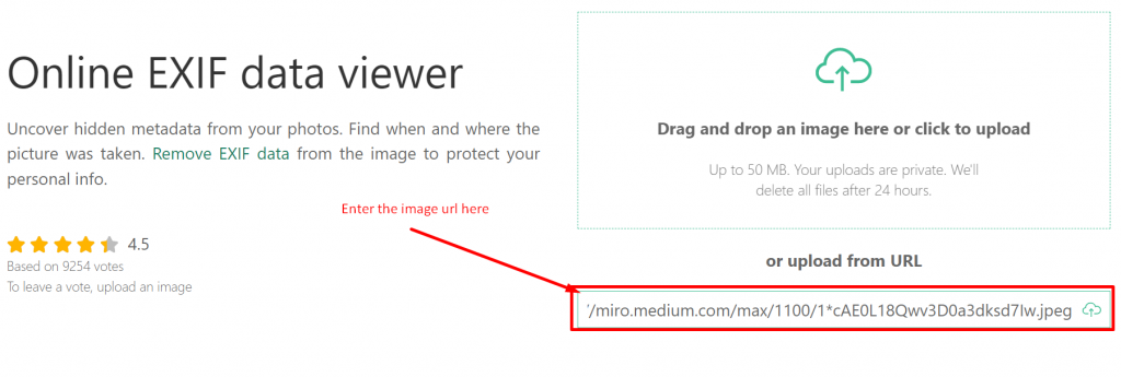 Checking image EXIF data online