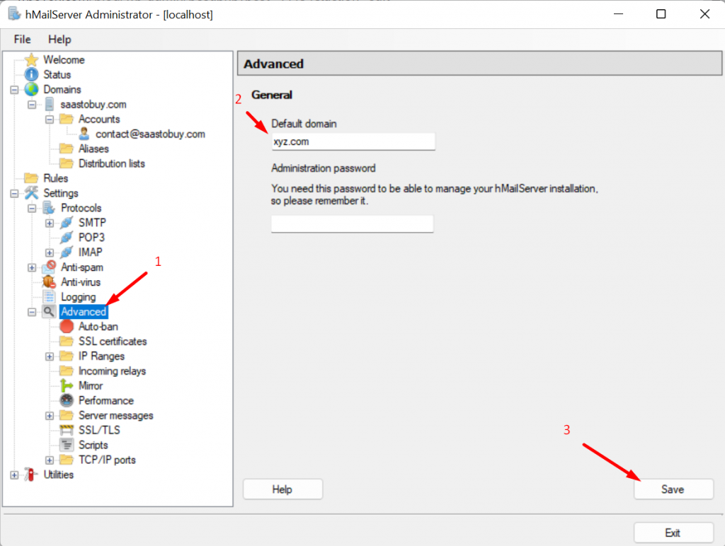 hMailSever Advanced Settings