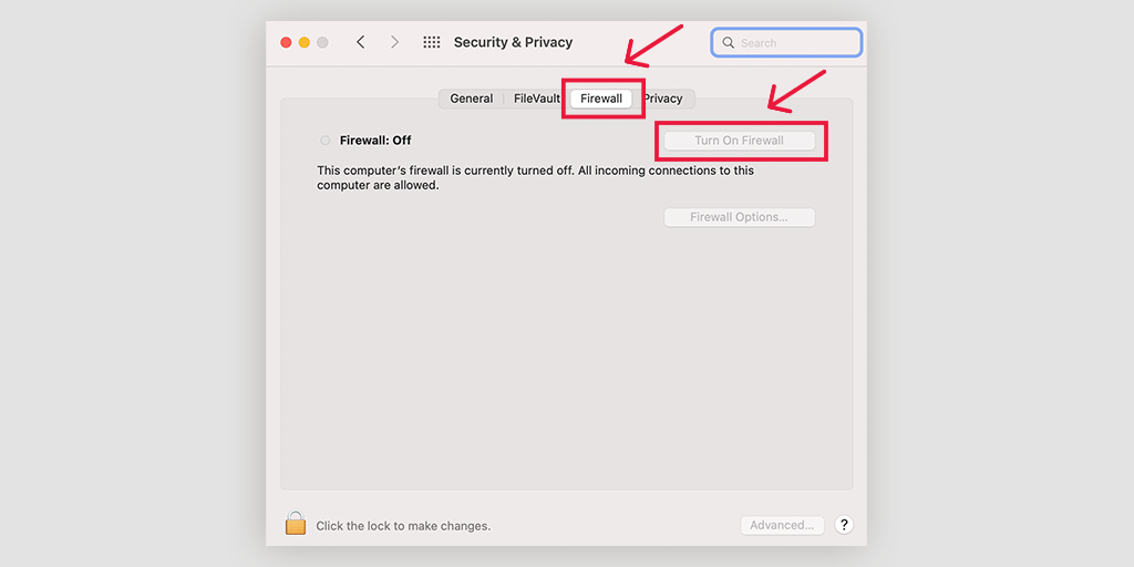 Turning Firewalls on/off in macOS