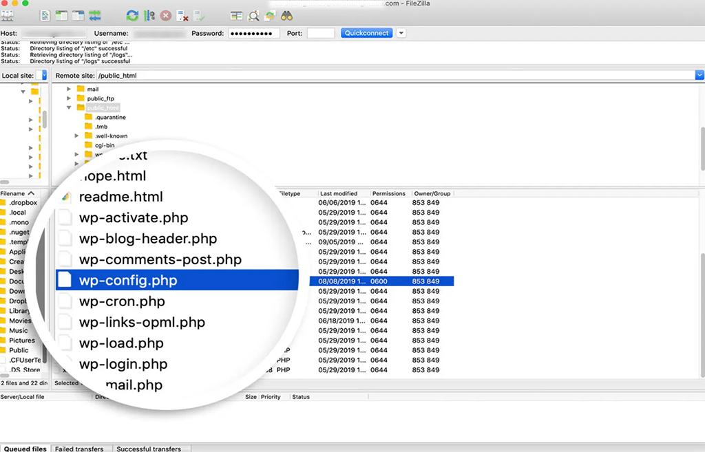 wp-config file location