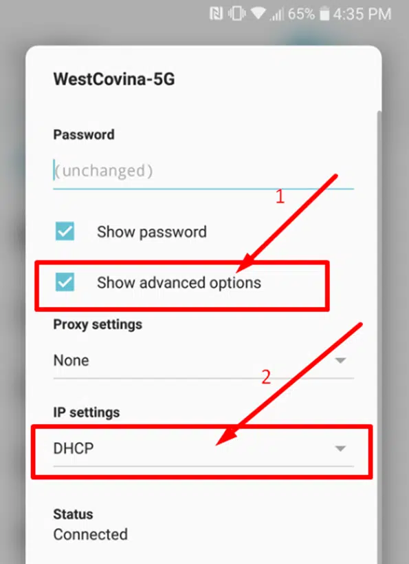 Change DNS settings in the android device