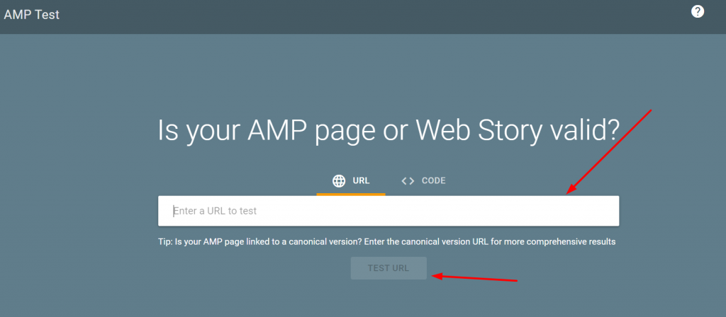 Google's AMP testing tool