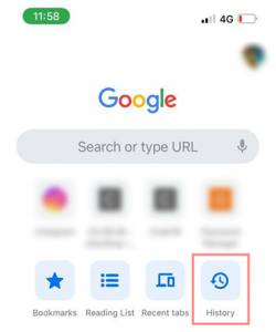 iOS Chrome browser history