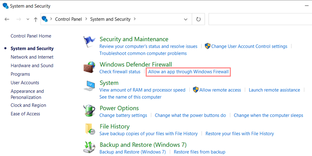 allow an app through Windows Firewall