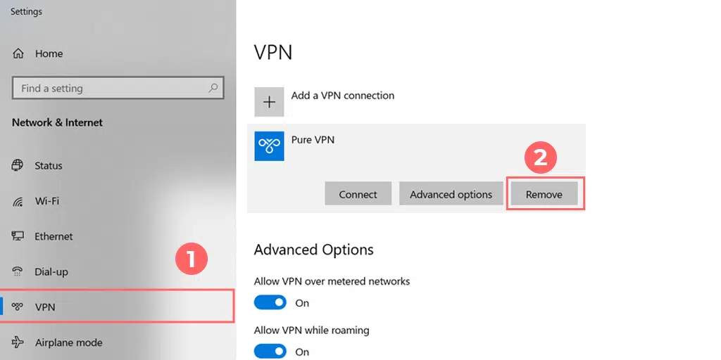 Removing VPN from Windows PC