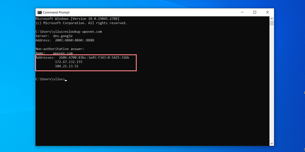 Displaying the device's IP addresses