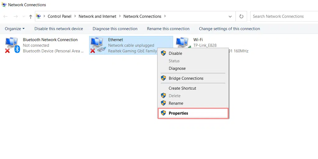 Network Connection Properties