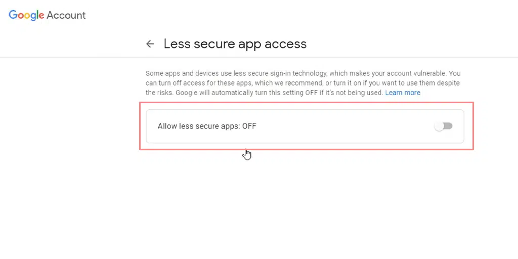 Allow Less Secure Apps