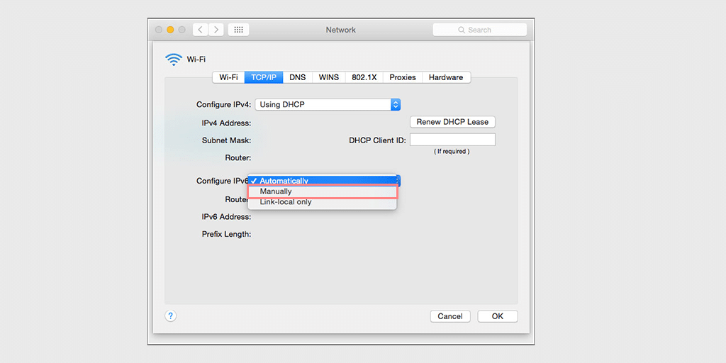 Configure IPv6 Manually on Safari