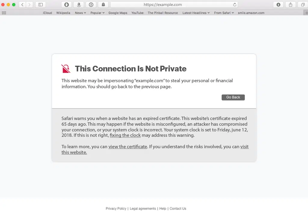 NET::ERR_CERT_AUTHORITY_INVALID Safari