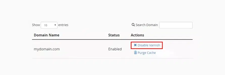 Disable Varnish