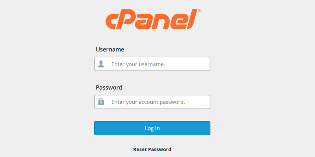 log into the cPanel