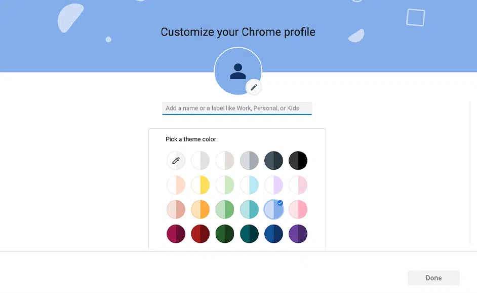 Customize Chrome profile