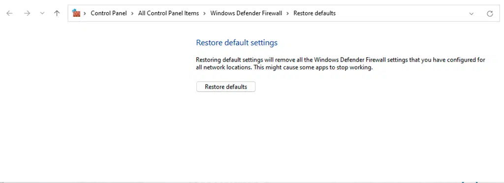 Restore Default settings
