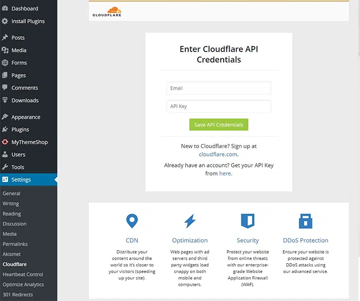 Enter Cloudflare API Credentials 