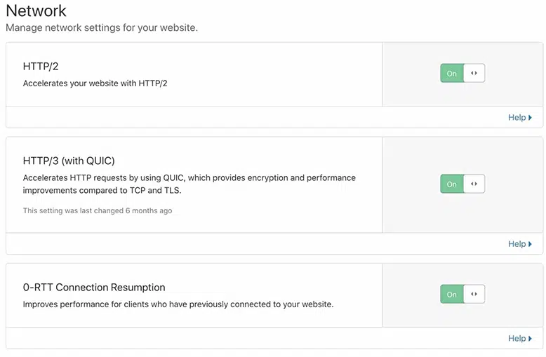 Cloudflare Network Settings