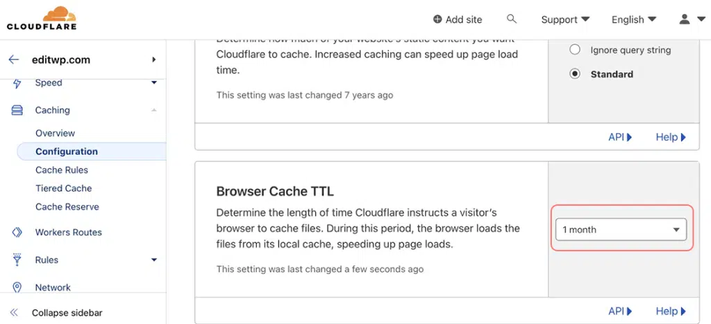 Caching Settings in Cloudflare