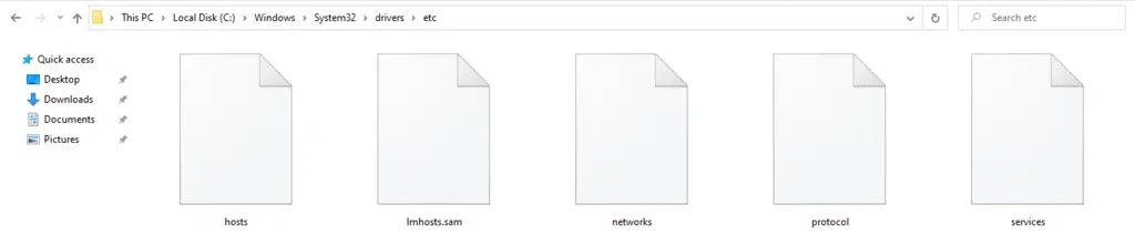 Hosts file located in Windows