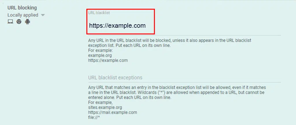 Google's URL blocking feature 