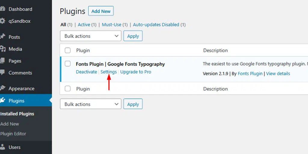 Fonts Plugin Settings