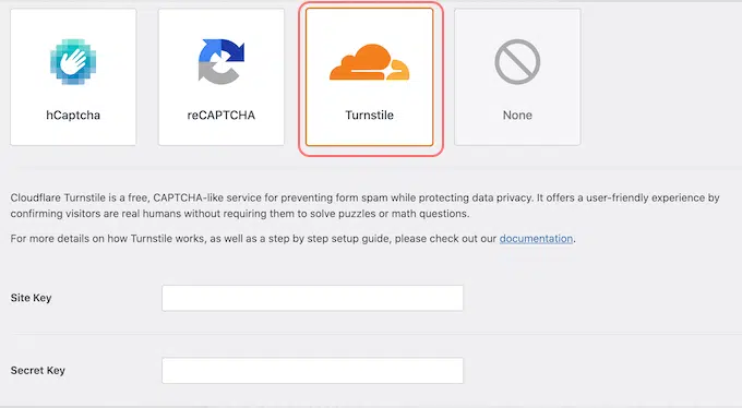 Configuring Turnstile Settings in WPForms