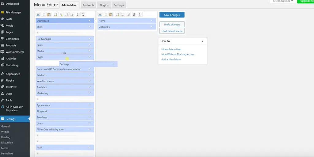 How to Reorder Admin Menu Items in WordPress? 5 Drag and drop interface in menu editor
