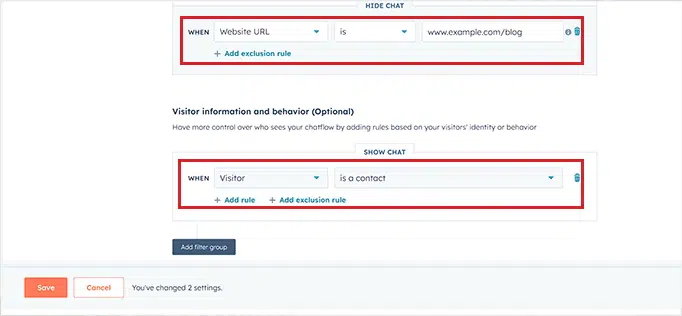 How to Add A Chatbot to A WordPress Website (Free) 11 Choose Who Can See the Chatbot