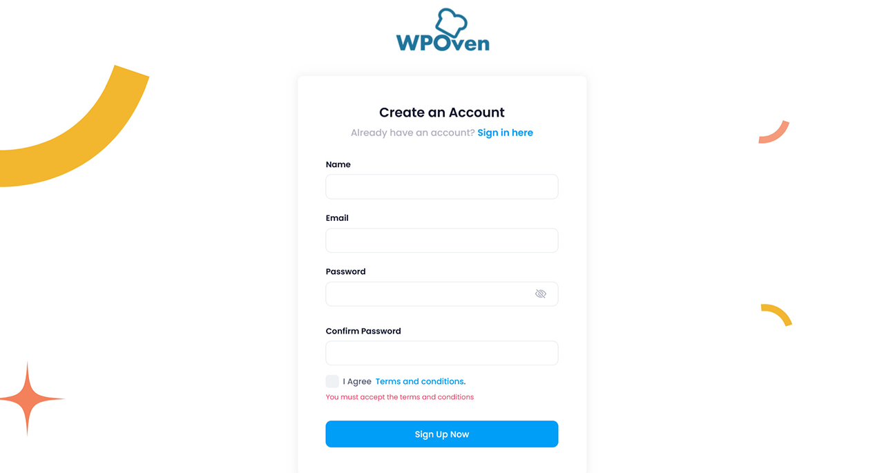 WPOven Signup