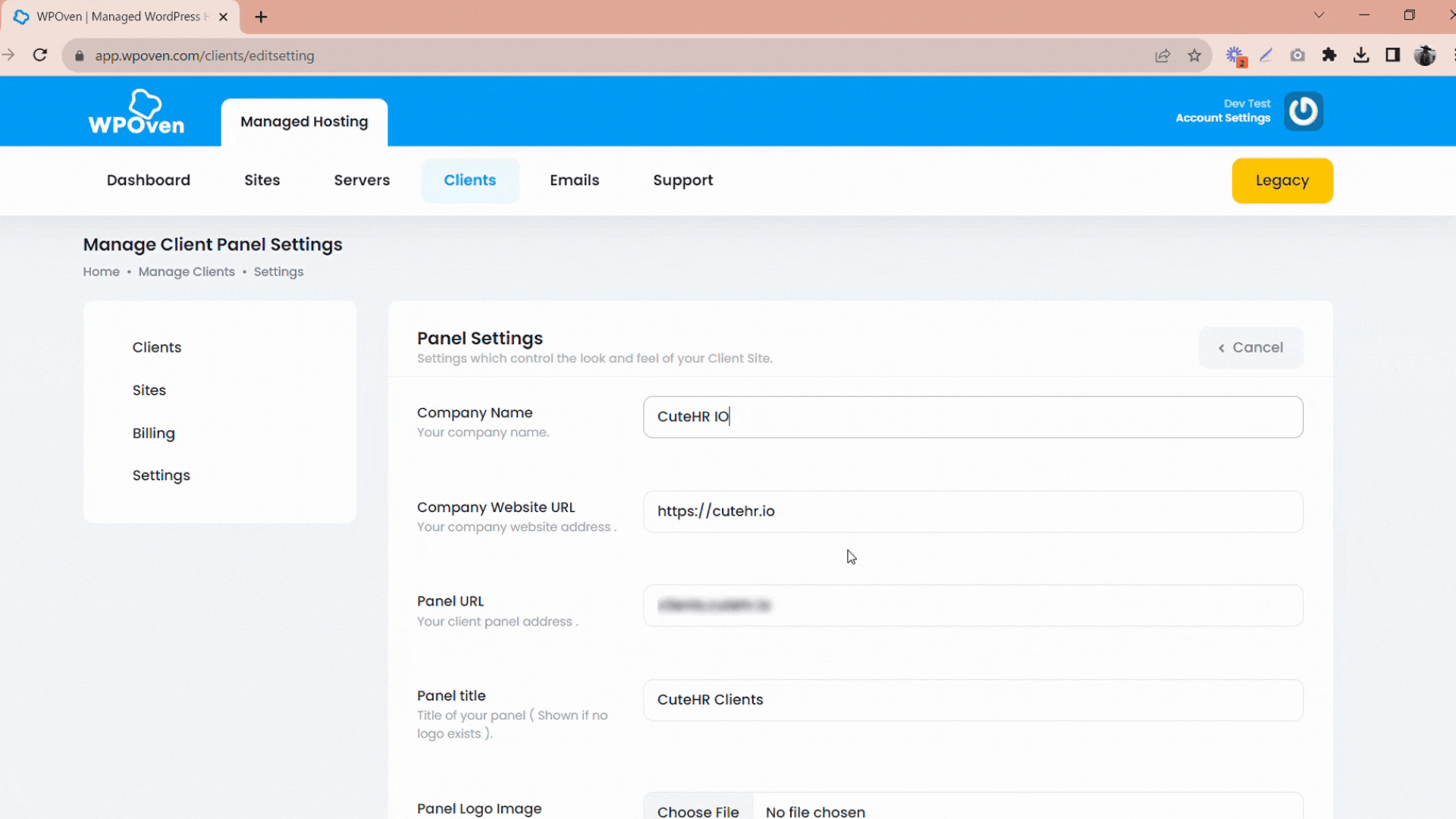 Panel Settings