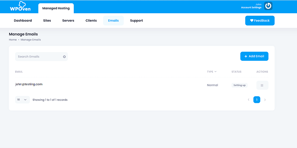 manage email WPOven